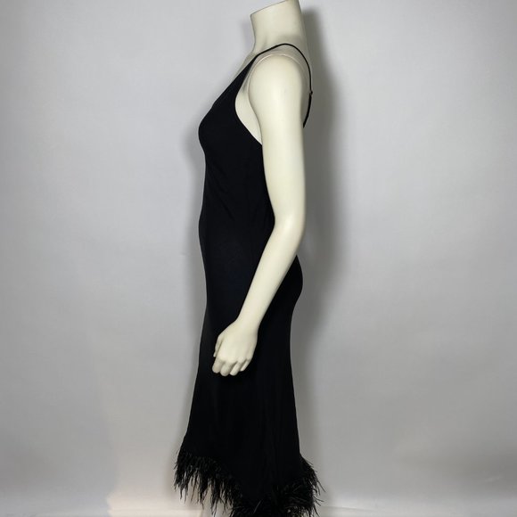 SLEEPER Black Slip Dress w/Feather Trim - Picture 5 of 10